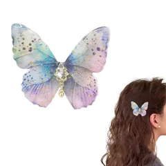 (ライラック) プレゼント ヘアアクセサリー 着物 和風 浴衣 和装 ガールズ 女性 グラデーション色 髪飾り 髪留め ヘアクリップ ヘアピン 蝶 前髪