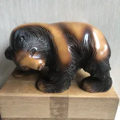 【送料無料】北海道 木彫り 熊 置物 年代物 アンティーク レトロ 古物 手工芸 民芸品 和風 インテリア ヴィンテージ
