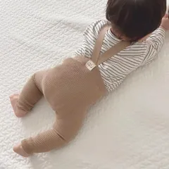 新品未使用 ベビー キッズ サスペンダー付 リブ レギンス パンツ スパッツ