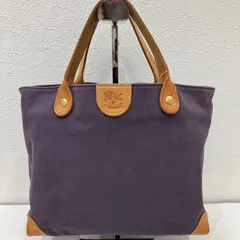 6647　IL BISONTE　イルビゾンテ　ハンドバッグ　トートバッグ　キャンバス　レザー　パープル　紫　キャメル　小さめ　ミニ　レディース　メンズ　ユニセックス　シンプル　きれいめ　上品　カジュアル