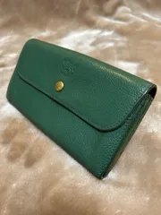 定価6万6千円IL BISONTEイルビゾンテロングウォレットフラップ式二つ折り長財布二つ折り財布折財布グリーン緑色無地ロゴ本革レザー牛革イタリア製ユニセックス男女兼用メンズmen’s男性用紳士レディースlady's LADYS女性用ウィメンズwomen’s