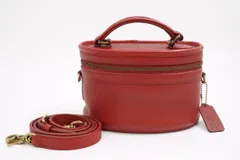 オールド コーチ 希少 ヴィンテージ 2way ショルダー ハンド バッグ バニティ M4C 9955 チャーム付き レザー 赤 レッド COACH 4558h