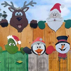 クリスマス飾り サンタクロース カード フェンス オーナメント 人形 5点セット 装飾 こっそり見る デコレーション ガーデン 屋外 屋内 おしゃれ 北欧