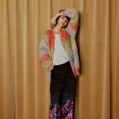 【フリーダ】グラデーションニットカーディガン　ウール混　長丈　フリーサイズ