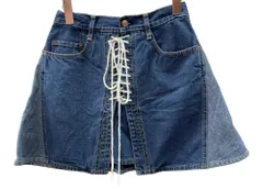 ヒステリックグラマー HYSTERIC GLAMOUR 初期タグ KINKY JEANS ミニスカート デニム Aライン レースアップ トレンド Y2K 日本製 インディゴ INDIGO 2AK-8510 スカート ロゴ ネイビー Fサイズ 104LB-48のサムネイル