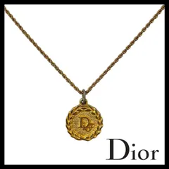 【Dior】ロゴ ネックレス ゴールド/金 カラー コイン ラウンド サークル ペンダント ヴィンテージ Christian Dior/クリスチャンディオール (SER-5413)