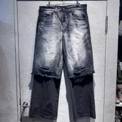 DIESEL ディーゼル P-HANS 5-POCKET PANTS WITH LAYAERED LEG デニムパンツ A14121 ブラック size:48【代官山A11】