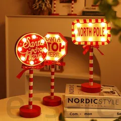 クリスマス飾り 道路標識 イルミネーション 3点セット 置物 卓上 LED 電気 スタンド オーナメント 電飾 デコレーション 屋外 屋内 おしゃれ 北欧 花火