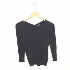 インディヴィ INDIVI ニット セーター Vネック ケーブル編み ウール混 長袖 38 黒 ブラック /TT5