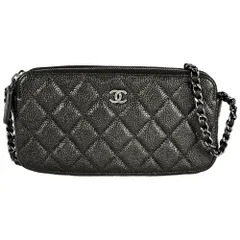 シャネル CHANEL マトラッセ ミニ チェーンウォレット ショルダーバッグ キャビアスキン A82527 ブラック シルバー金具 8桁23番台 ココマーク【中古】