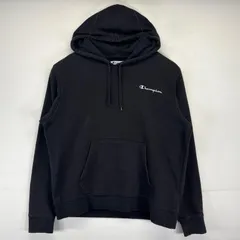古着 チャンピオン Champion パーカー プルオーバー  ワンポイントロゴ刺繍デザイン フーディー スポーツ L  ブラック メンズ