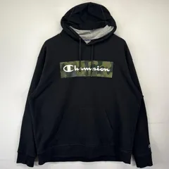 古着 チャンピオン Champion パーカー 大きいサイズ トレーナー ビックロゴプリント フーディー 2XL  ブラック メンズ