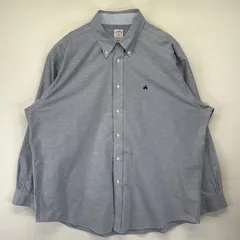 古着 ブルックスブラザーズ Brooks Brothers 長袖シャツ 大きいサイズ ワンポイントロゴ刺繍 1818 ボタンダウン 2XL  ブルー系 メンズ
