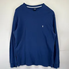 古着 ポロ・ラルフローレン POLO RALPH LAUREN 長袖Tシャツ 大きいサイズ サーマル ワッフル クルーネック ワンポイント 2XL  ブルー系 メンズ