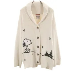 gelato pique ジェラートピケ SNOOPY スヌーピー コラボ 長袖 パネルジャガードショール カーディガン F オフホワイト フワモコ ルームウェア ジェラピケ レディース 古着
