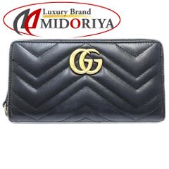 【中古】GUCCI グッチ 長財布 443123 ラウンドジップウォレット マーモント レザー ブラック レディース /188652 中古】GUCCI グッチ 長財布 443123 ラウンドジップウォレット