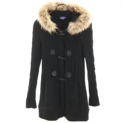 BURBERRY BLUE LABEL バーバリーブルーレーベル ウールブレンド 長袖 ダッフルニット フーディー カーディガン 38 ブラック 三陽商会 レディース 古着