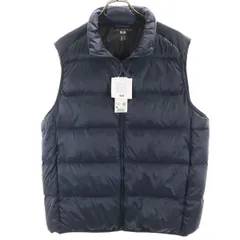 未使用 UNIQLO ユニクロ ウルトラライト ダウンベスト XL ネイビー 収納袋付き メンズ 古着