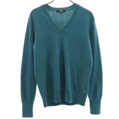 UNIQLO ユニクロ カシミヤ100％ 長袖 Vネック セーター M グリーン系 ニット レディース 古着