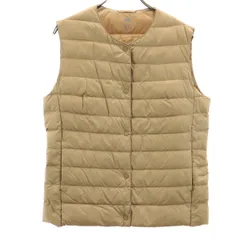 UNIQLO ユニクロ ウルトラライト ダウンベスト L ベージュ系 収納袋付き レディース 古着