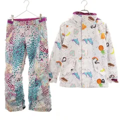 BURTON バートン 総柄 スノーボード ウェア 上下 セットアップ M ホワイト系 スキーウェア キッズ 古着