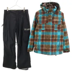 BURTON バートン チェック柄 スノーボード ウェア 上下 セットアップ L ブルー系 スキーウェア キッズ 古着