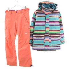 BURTON バートン ボーダー柄 スノーボード ウェア 上下 セットアップ M/L ブルー系 スキーウェア キッズ 古着