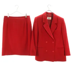 Herno ヘルノ 90s イタリア製 ウールブレンド オールド スカートスーツ 上下 セットアップ 46 レッド レディース 古着
