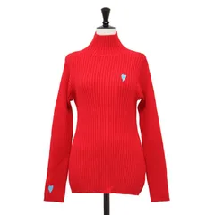 DOS DIOSAS ドスディオサス ニット レッド サイズ:38(M) | 24秋冬 ハート 刺繍 リブニット / プルオーバー | 長袖 ハイネック コンパクト ストレッチ | トップス セーター【レディース】【中古】