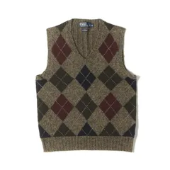 【美品】POLO Ralph Lauren ポロ ラルフローレン ベスト オリーブ サイズ:M | アーガイル柄 Vネック ウールニット ベスト (KR-RL-YW3533) | トップス セーター【メンズ】【中古】