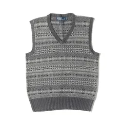 【美品】POLO Ralph Lauren ポロ ラルフローレン ベスト グレー サイズ:M | フェアアイル柄 Vネック カシミヤ混 シルク ニット ベスト (MNBLSWEM3R00036) | トップス セーター【メンズ】【中古】