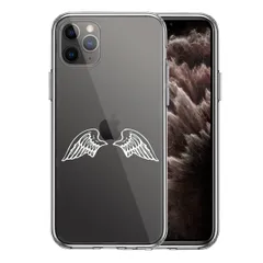 iPhone11pro ケース クリア エンジェル 翼 ウィング 白 スマホケース 側面ソフト 背面ハード ハイブリッド
