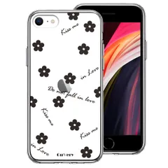 iPhoneSE ケース 第3世代 第2世代 クリア フラワー ブラック スマホケース 側面ソフト 背面ハード ハイブリッド