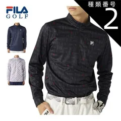 種類2：ネイビー(NV)/LL  フィラゴルフ タイポプリント 裏起毛 ハーフジップ 長袖シャツ ウェア メンズ 2025年秋冬モデル M-3L 785-503