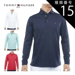 種類15：SAX(39)/L  トミーヒルフィガー ロゴジャガード 台衿付き 長袖 ポロシャツ ゴルフウェア メンズ 2025年秋冬モデル M-3L THMA568