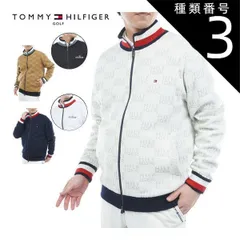 種類3：WHT(00)/LL  トミーヒルフィガー ロゴジャガードニット フルジップ リバーシブル ジャケット ゴルフウェア メンズ 2025年秋冬モデル M-3L THMA574