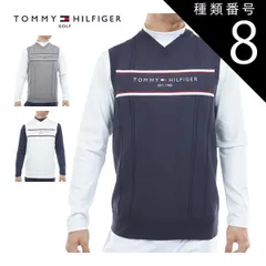 種類8：NVY(30)/L  トミーヒルフィガー ケーブル 浅Vネック ニットベスト ゴルフウェア メンズ 2025年秋冬モデル M-3L THMA560