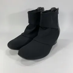 未使用に近い◯ fitfit フィットフィット ショートブーツ ウェッジソール 3in1 バックジップ 24.5 ブラック 黒