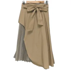 Rose Tiara(ローズティアラ) ロングスカート サイズ42 L レディース - ベージュ×ライトブラウン×マルチ チェック柄/プリーツ