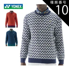 種類10：ブライトオレンジ(160)/M  ヨネックス 総柄 クルーネック セーター ゴルフウェア メンズ 2025年秋冬モデル M-3L GWF2066