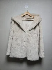 アイボリー フード ファー ジャケット コート
