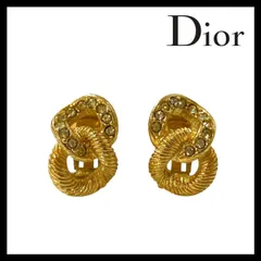 【Dior】チェーンロープ イヤリング ラインストーン ゴールド/金 カラー ヴィンテージ Christian Dior/クリスチャンディオール (SER-5412)