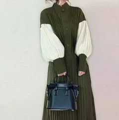 プリーツワンピース 未使用 きれいめ シャツワンピース 長袖 ワンピース レディース 春夏 シャツワンピ バンドカラー フォーマルワンピース