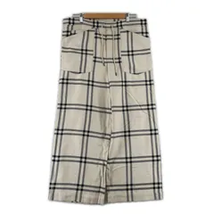 GALERIE VIE ギャルリーヴィー チェック オールシーズン ワイドパンツ コットン ホワイト メンズ 36【古着】【中古】【送料無料】