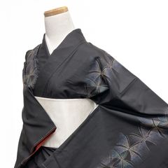 裄長め☆夏着物 夏大島紬 菊文様が綺麗 古典柄 - メルカリ