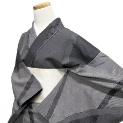 未着用　付け下げ　モノトーン　江戸小紋　幾何学　麻の葉　着物　115b d ms