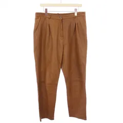 エトロ ETRO テーパードパンツ タック レザー 羊革 ジップフライ ストレッチ 48 茶 ブラウン /BBのサムネイル