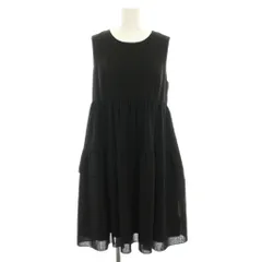 デイジーリンフォクシー DAISY LIN For FOXEY ふわふわワンピース ひざ丈 ノースリーブ ティアードワンピース 42 黒 ブラック 36154 /YT