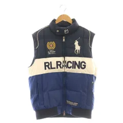 ポロ バイ ラルフローレン Polo by Ralph Lauren ダウンベスト ビックポニー レーシング ロゴ 刺繍 L ネイビー マルチカラー /CX ■GY53