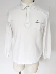 【値下げ交渉歓迎】 MICHIKO LONDON JEANS（ミチコロンドン） 長袖ポロシャツ 白 Lサイズ ワンポイント 刺繍 B-38